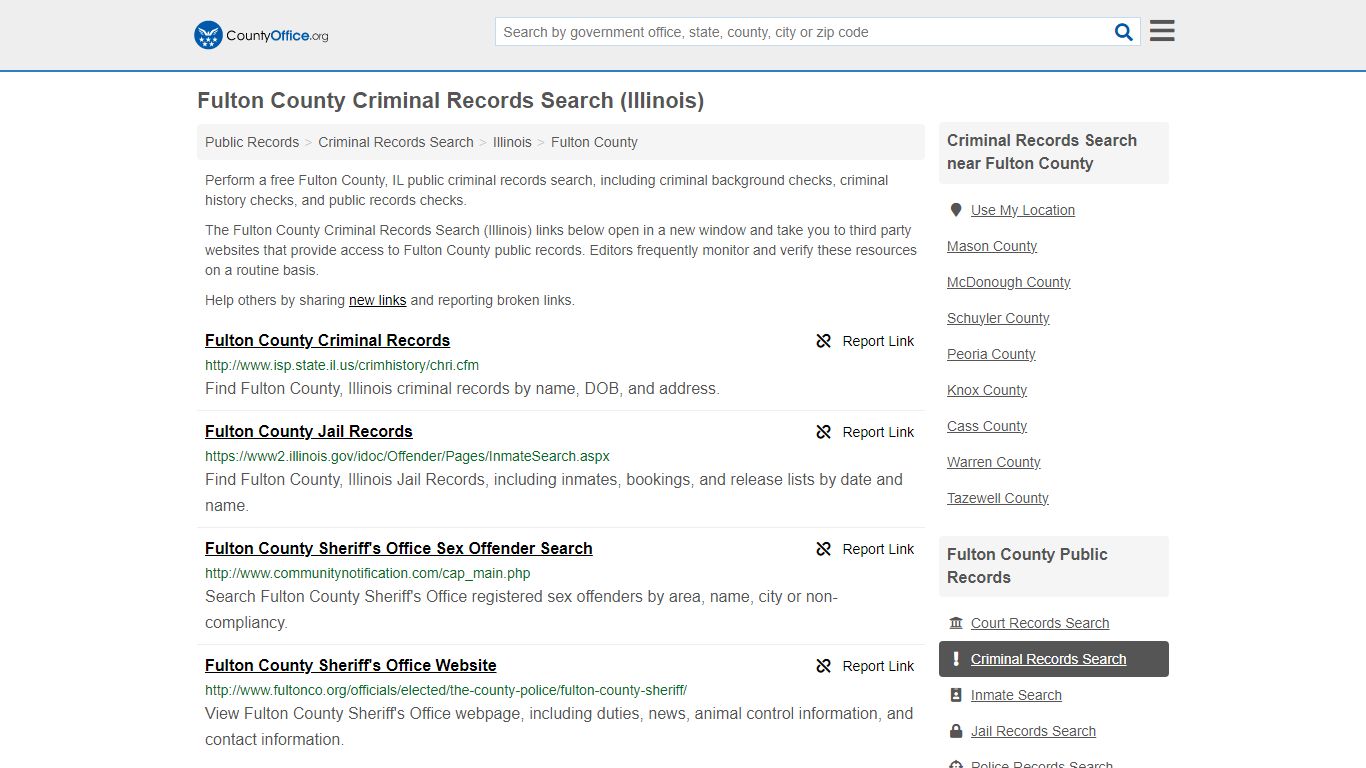 Fulton County Criminal Records Search (Illinois) - County Office