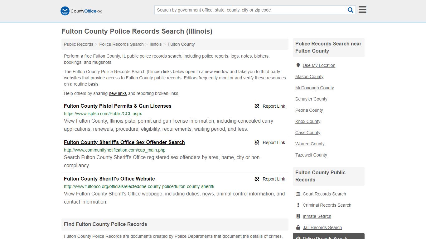 Police Records Search - Fulton County, IL (Accidents & Arrest Records)